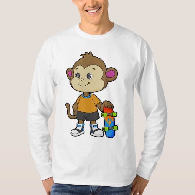 T-shirt Singe comme patineur avec skateboard (Devant)