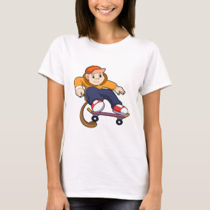 T-shirt Singe comme patineur avec skateboard
