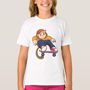 T-shirt Singe comme patineur avec skateboard