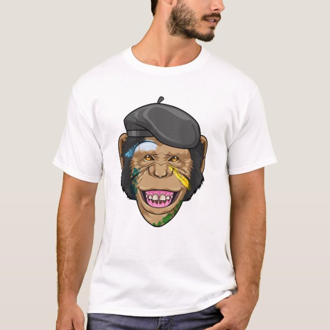 T-shirt Singe comme peintre (Devant)