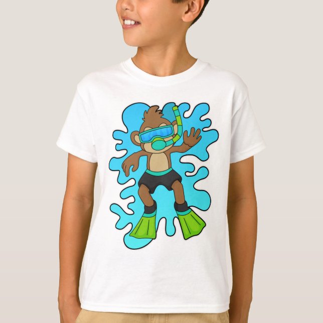 T-shirt Singe comme plongeur avec tuba (Devant)