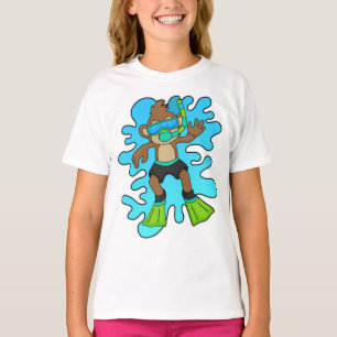 T-shirt Singe comme plongeur avec tuba