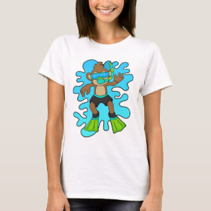T-shirt Singe comme plongeur avec tuba