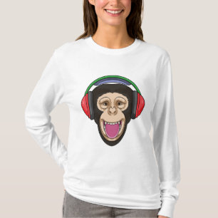 T-shirt Singe dans la musique avec casque