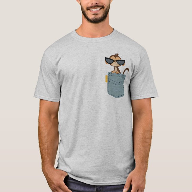 T-shirt Singe Dans La Poche (Devant)