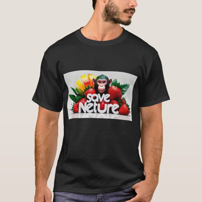 T-shirt Singe dans le délice des fraises (Devant)