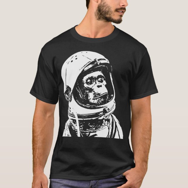 T-shirt Singe Dans L'Espace. Amusant astronaute Chimpanzé (Devant)