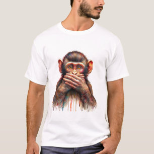 T-shirt Singe d'art Ne Parle Pas de Mal