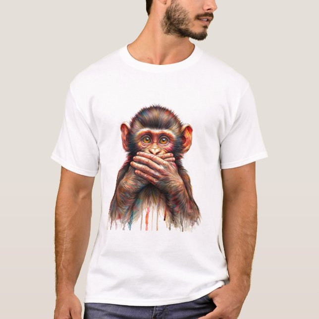 T-shirt Singe d'art Ne Parle Pas de Mal (Devant)