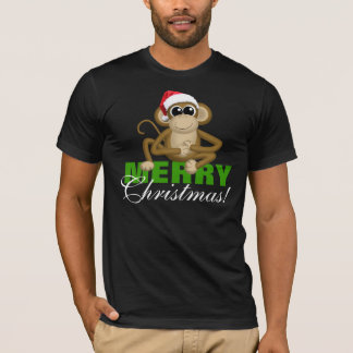 T-shirt Singe de casquette de Père Noël - chemise de noir