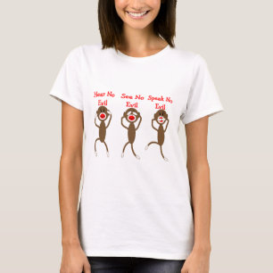 T-shirt Singe de chaussette--N'entendez, parlez, voyez