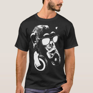 T-shirt Singe De Chimp Avec Casque Et Lunettes De Soleil