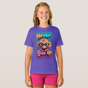 T-shirt Singe de dessin animé mignon avec des lunettes