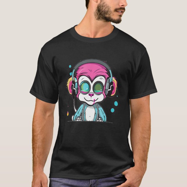 T-shirt Singe de fête techno EDM Rave (Devant)