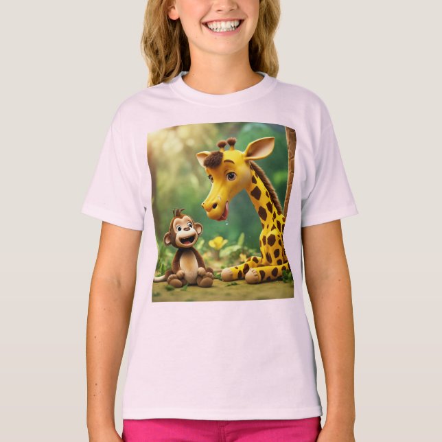 T-shirt singe de girafe (Devant)