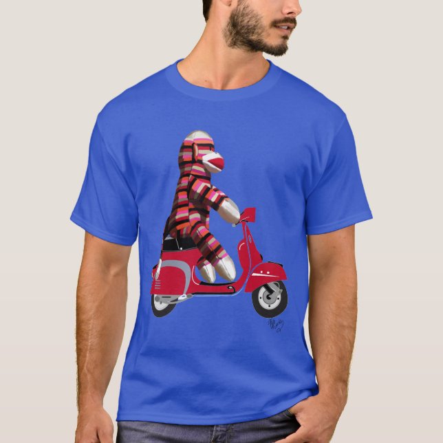 T-shirt Singe de queue sur cyclomoteur (Devant)