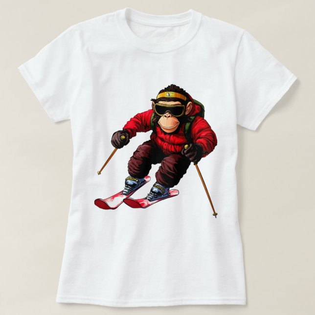T-shirt Singe de ski (Design devant)