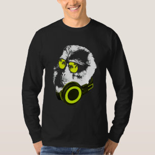 T-shirt Singe DJ avec casque et lunettes de soleil fête