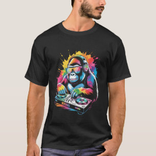 T-shirt Singe DJ sur platines EDM synthétiseur Musique rav