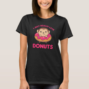 T-shirt Singe Doux Animaux Amusants En Rose De Donut