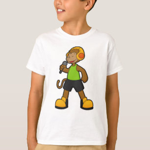 T-shirt Singe en chanteur avec microphone et casque
