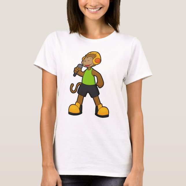 T-shirt Singe en chanteur avec microphone et casque (Devant)