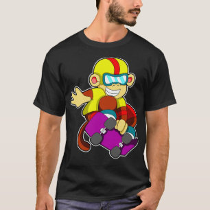 T-shirt Singe en skateur avec casque de skateboard
