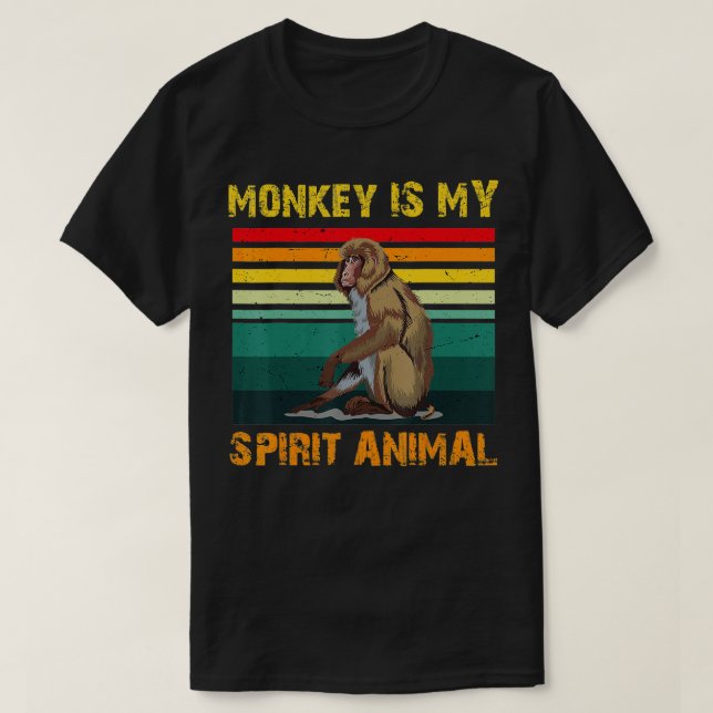 T-shirt singe est My Spirit Animal, singes Amateurs (Design devant)
