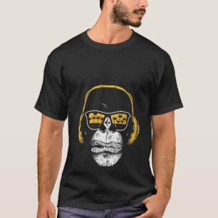 T-shirt Singe Femme Avec Casque Dj Et Lunettes De Soleil M