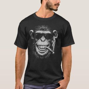 T-shirt Singe fumeur en lunettes de soleil