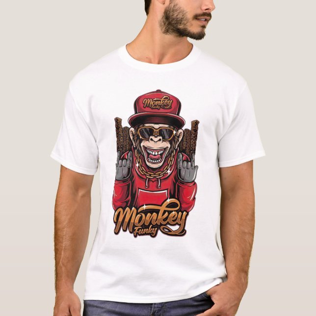 T-Shirt Singe Funky - Graphisme de Singe Cool Hip- (Devant)