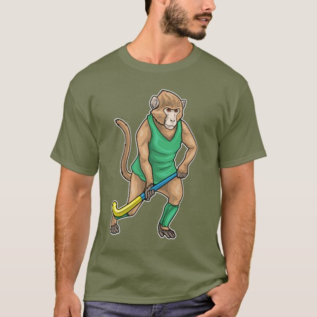 T-shirt Singe Hockey sur gazon Bâton de hockey (Devant)