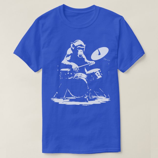 T-shirt singe jouant sur la batterie (Design devant)
