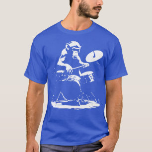T-shirt singe jouant sur la batterie