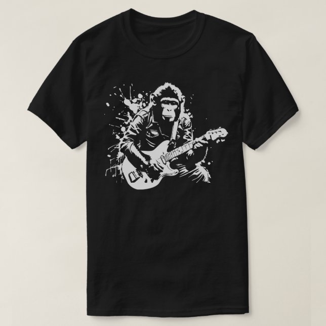 T-shirt singe joue de la guitare (Design devant)