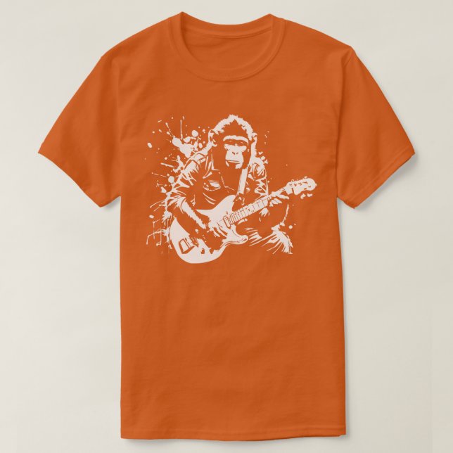 T-shirt singe joue de la guitare (Design devant)