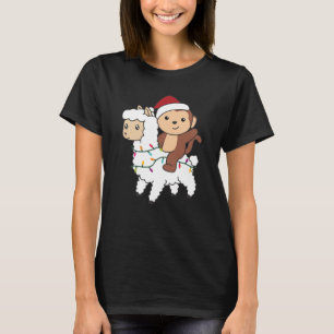 T-shirt Singe Lama Noël Neige Hiver Animaux