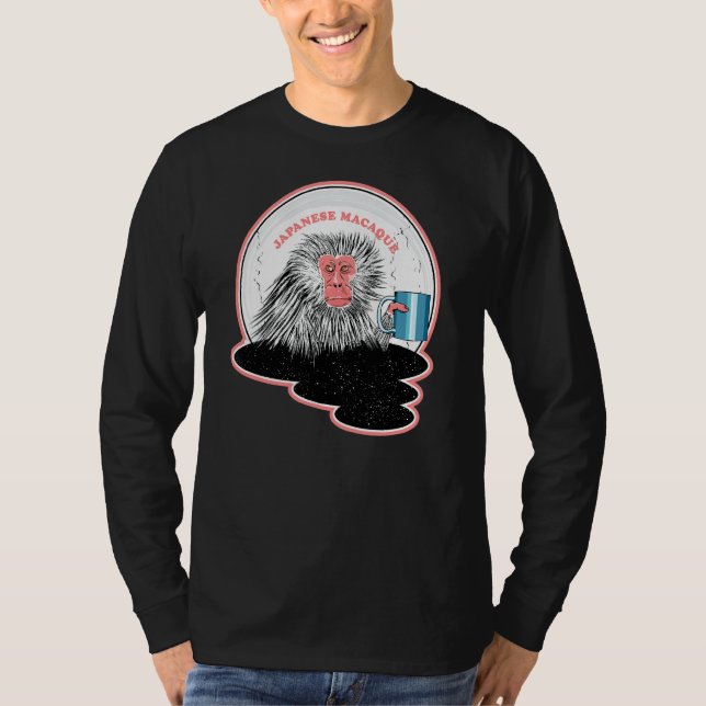 T-shirt Singe Macaque Japonais Dans Un Pool Chaud (Devant)