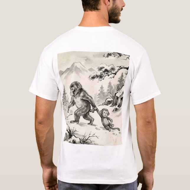 T-Shirt Singe Macaque Japonais Vintage (Dos)