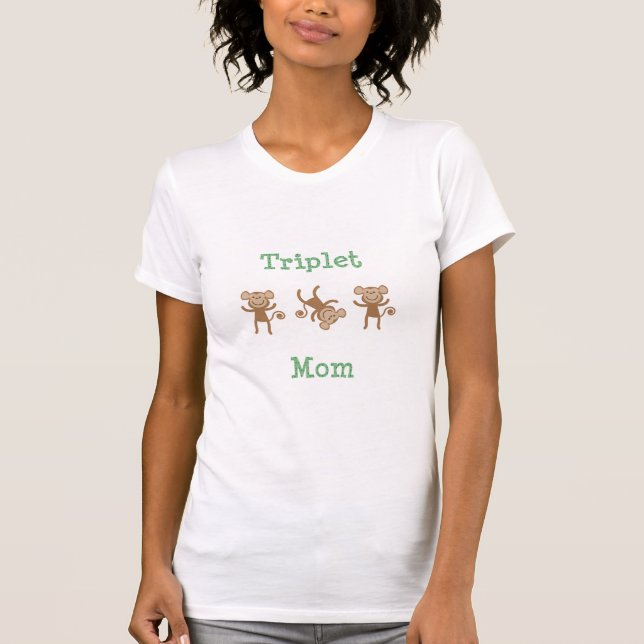 T-shirt Singe mélangé de maman de triplet de genre (Devant)