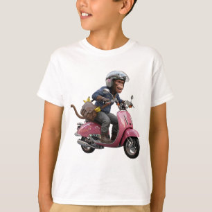 T-shirt Singe messager rapide faisant la course dans une v