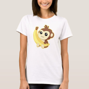 T-shirt Singe mignon de Kawaii tenant la banane