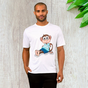 T-shirt Singe mignon en chemise rayée bleue et short