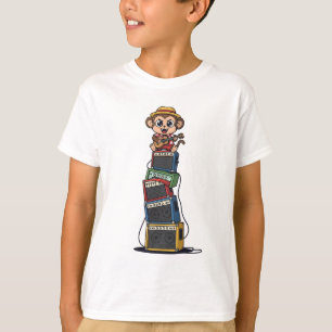 T-shirt Singe Musicien Rockstar Empilant des Amps pour Enf