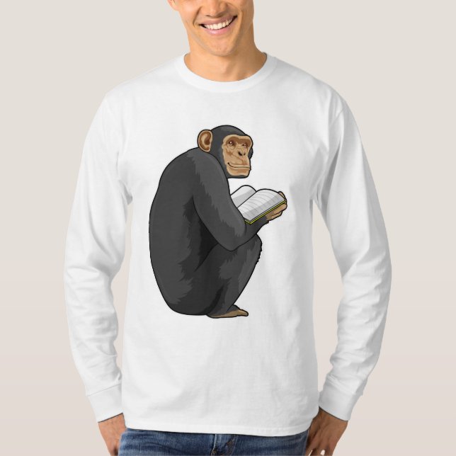 T-shirt Singe Nerd avec livre (Devant)