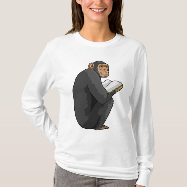 T-shirt Singe Nerd avec livre (Devant)