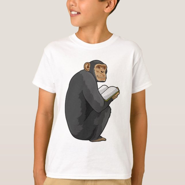 T-shirt Singe Nerd avec livre (Devant)