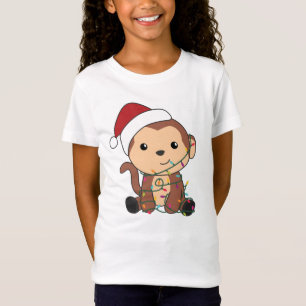 T-Shirt Singe Noël Neige Hiver Animaux Singes