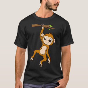 T-shirt Singe Pendu À Une Branche Singe Enfants Mignon Sin