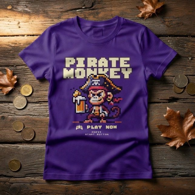 T-Shirt Singe Pirate de Jeu Vidéo (Créateur téléchargé)